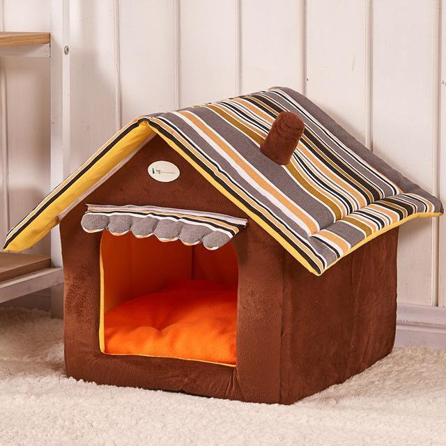 Cozy Striped Foldable Pet House And Bed